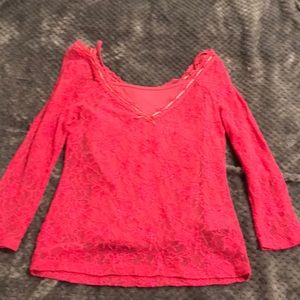 NWOT PC Adorable hot pink lace top